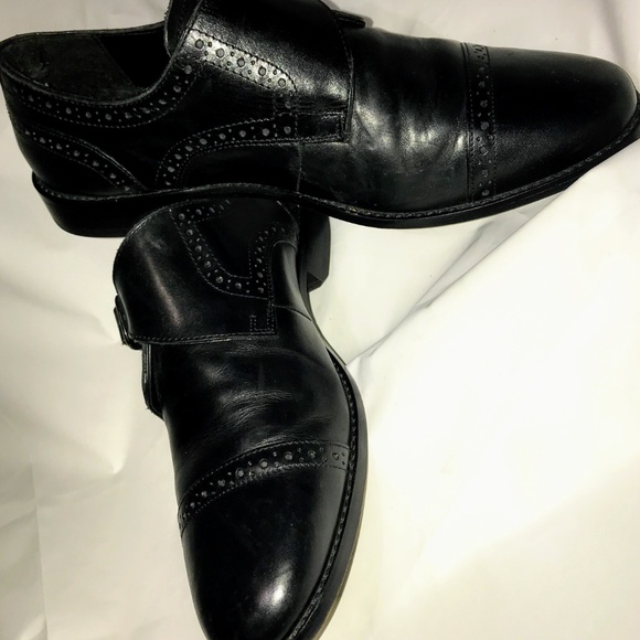 Nunn Bush Black Loafers Cross Buckle Cap Toe Sz10W - Picture 6 of 8